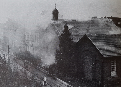 Brennende Synagoge am 10.11.1938, Sammlung Neff der Stadt Brühl